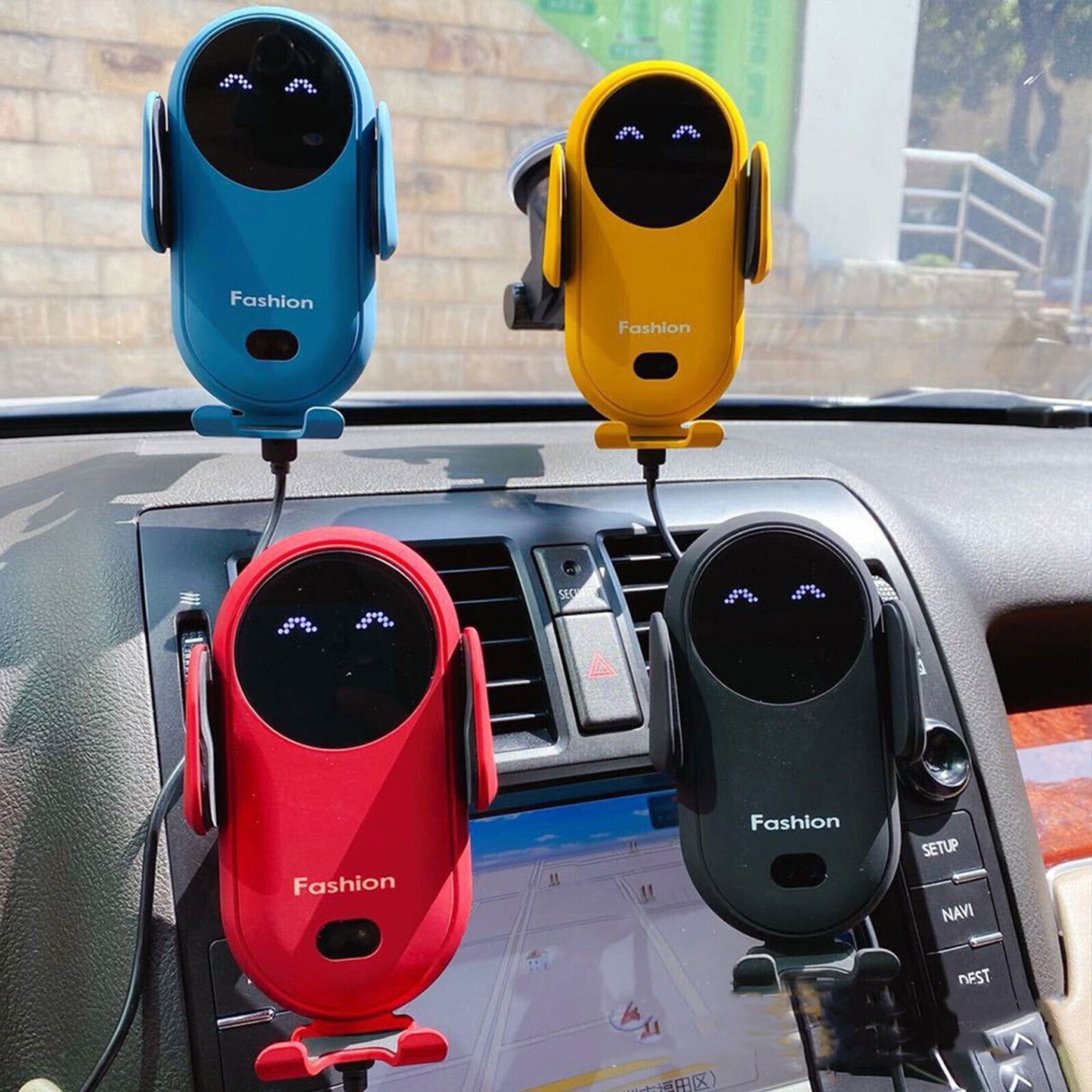 自動車用ワイヤレス充電器と電話ホルダー – 自動かつ迅速な固定