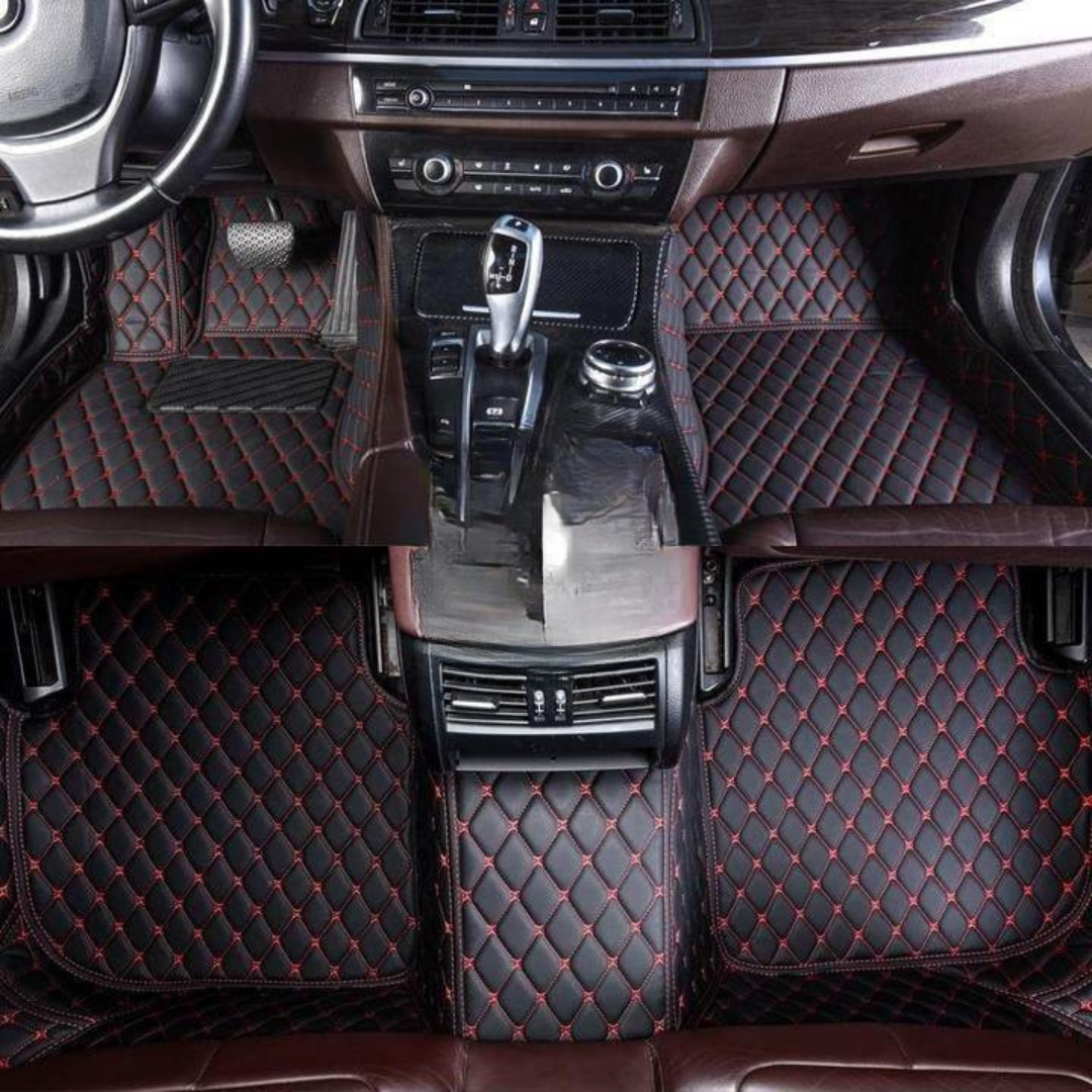 Tappeti per auto impermeabili – Stile sportivo nero e rosso
