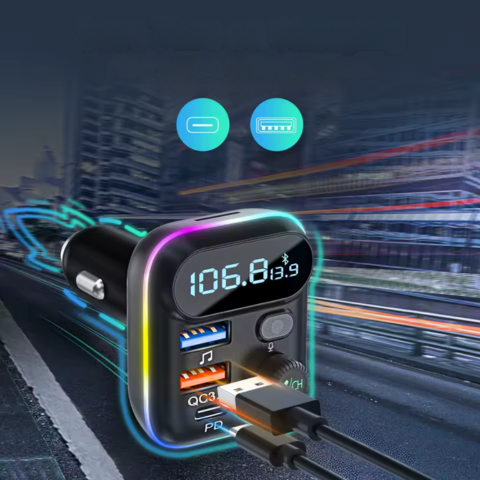 משדר FM Bluetooth לרכב — שיחות ברורות ומוזיקה אלחוטית