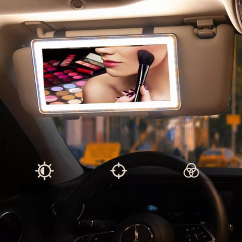 Zrcadlo LED do sluneční clony pro auto – nastavitelný a dobíjecí osvětlení