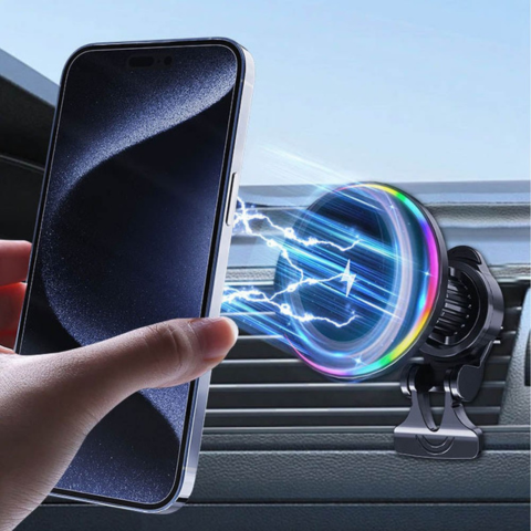 Car Phone Holder – Wireless Charging and LED Lighting