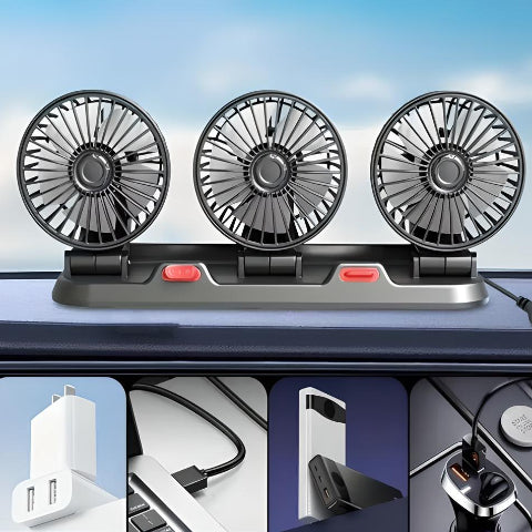 Mini ventilátor s trojitým hlavou – optimální svěžest v autě