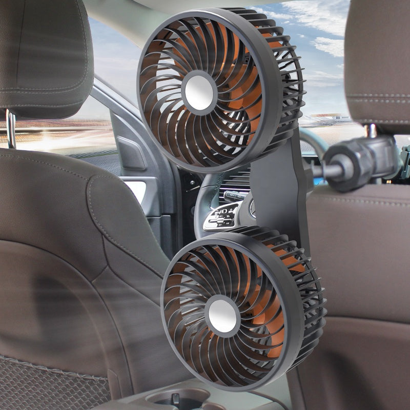 Kétfejű Autós Ventilátor — Újratölthető és Forgatható