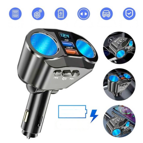 Adaptador para encendedor de coche - Doble puerto USB y pantalla digital