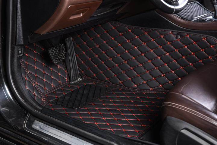 Tappeti per auto impermeabili – Stile sportivo nero e rosso