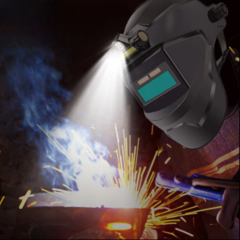Automatiskt mörkande svetsmask med pannlampa 