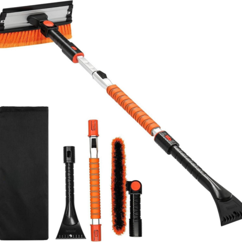 Snow Brush and Car Scraper — Adjustable and Removable Handle 