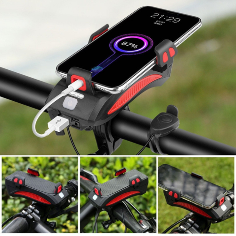 Multifunktions-Fahrradlampe – Hupe und Handyhalter 