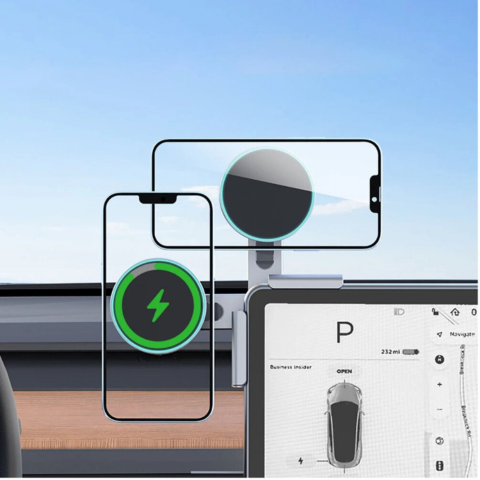 Telefonstøtte for Tesla — Magnetisk feste og trådløs lading 