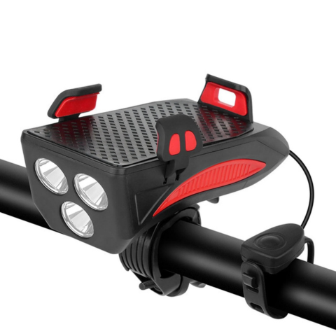 Lampe De Vélo Multifonction – Support Téléphone Et Klaxon