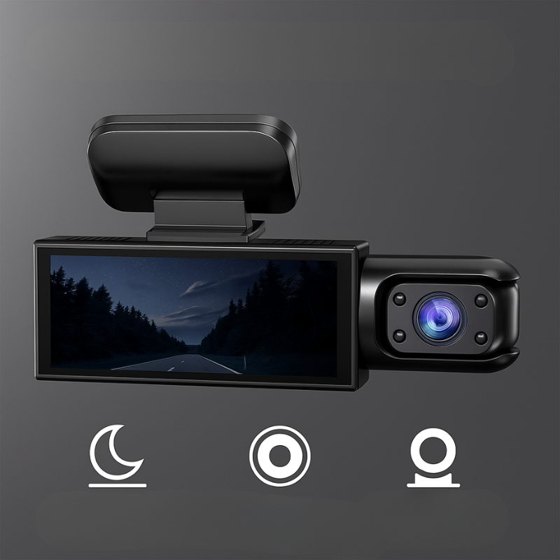 Dashcam Dupla Full HD Autó - Éjjeli Látás + Belső Kamera 
