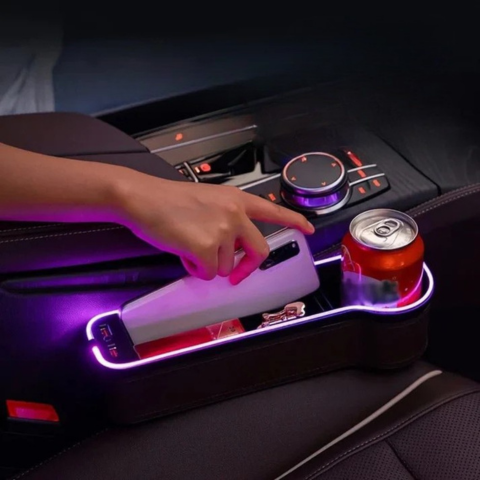 Car Seat Organizer With LED Lighting - Practical Storage & Modern Ambience