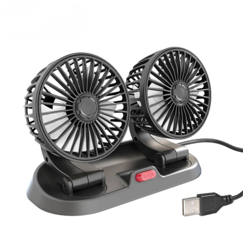 Kaksipäinen automaattinen tuuletin - USB- tai tupakansytyttimen virtalähde