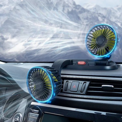 Dual Head Autoventilator - USB of sigarettenaansteker voeding