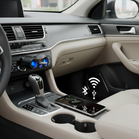 Adattatore per accendisigari per auto - Doppia porta USB e display digitale