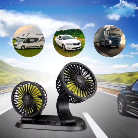 Dual Head Autoventilator - USB of sigarettenaansteker voeding