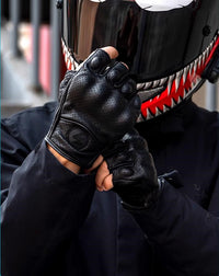 Mănuși Moto Cu Degete Pe Jumătate Din Piele PU – Stil Biker Retro & Respirabile Vara 