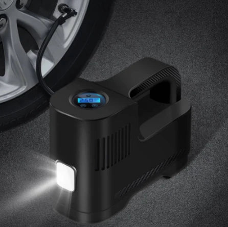 Przenośna cyfrowa sprężarka powietrza 12V z lampą LED — bezpieczeństwo i użytkowanie w nocy 